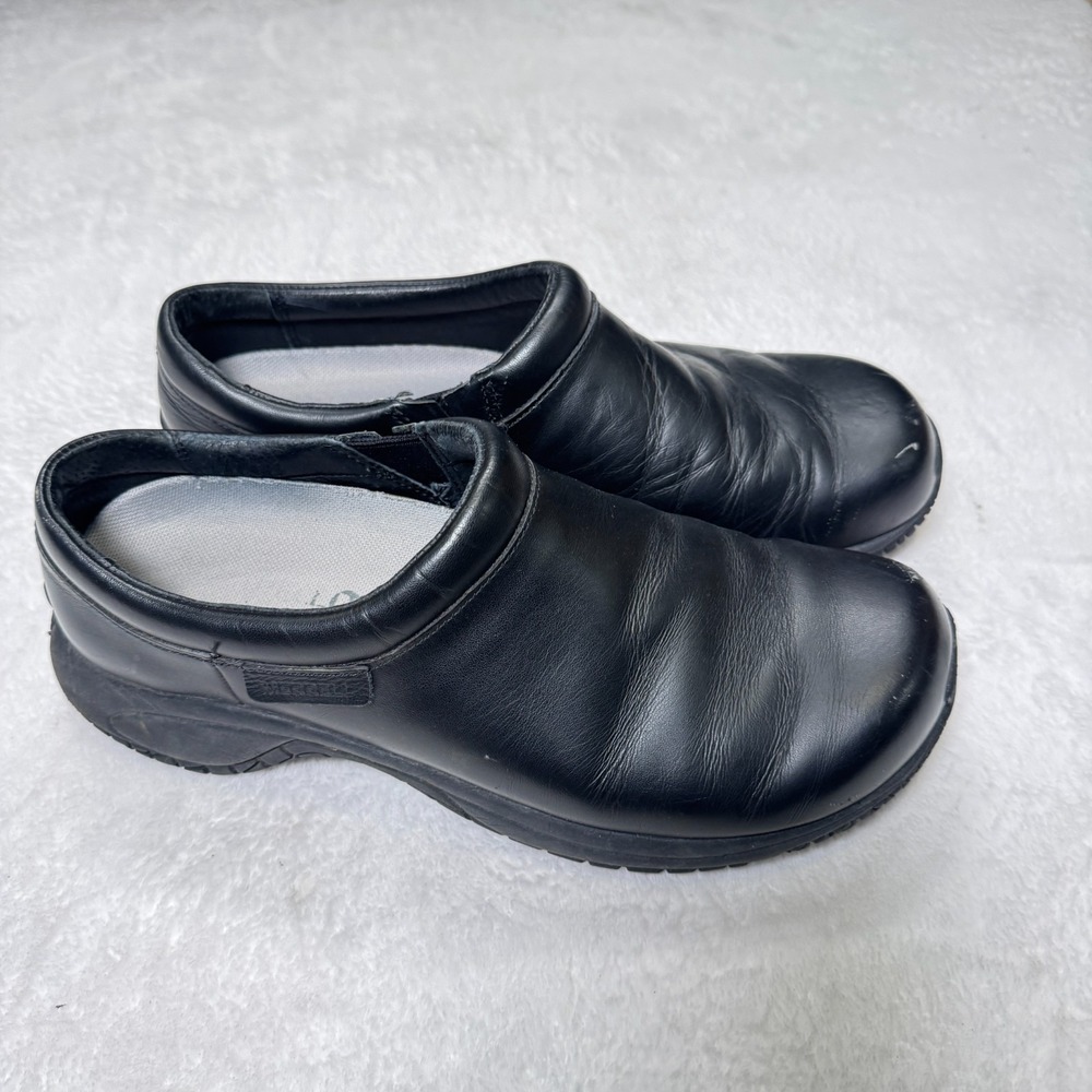 Merrell Encore Gust Clogs Mens US 10.5 Black Leather Slip Resistant Casual Shoes